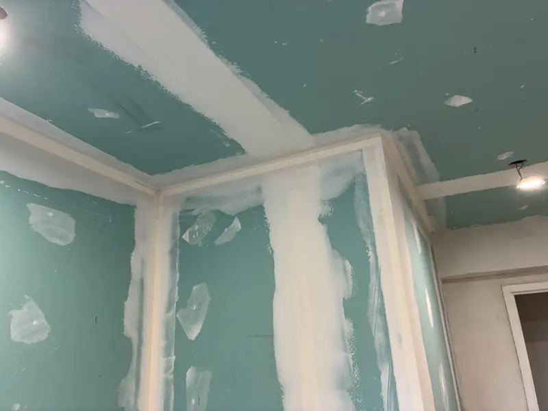 Rénovation en placo ba13 hydro des murs et plafonds de l'espace douche 
