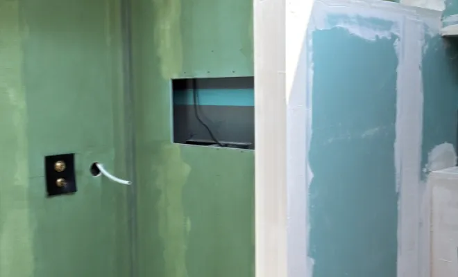 Création de cloison pour délimiter un espace (ici toilette et douche)